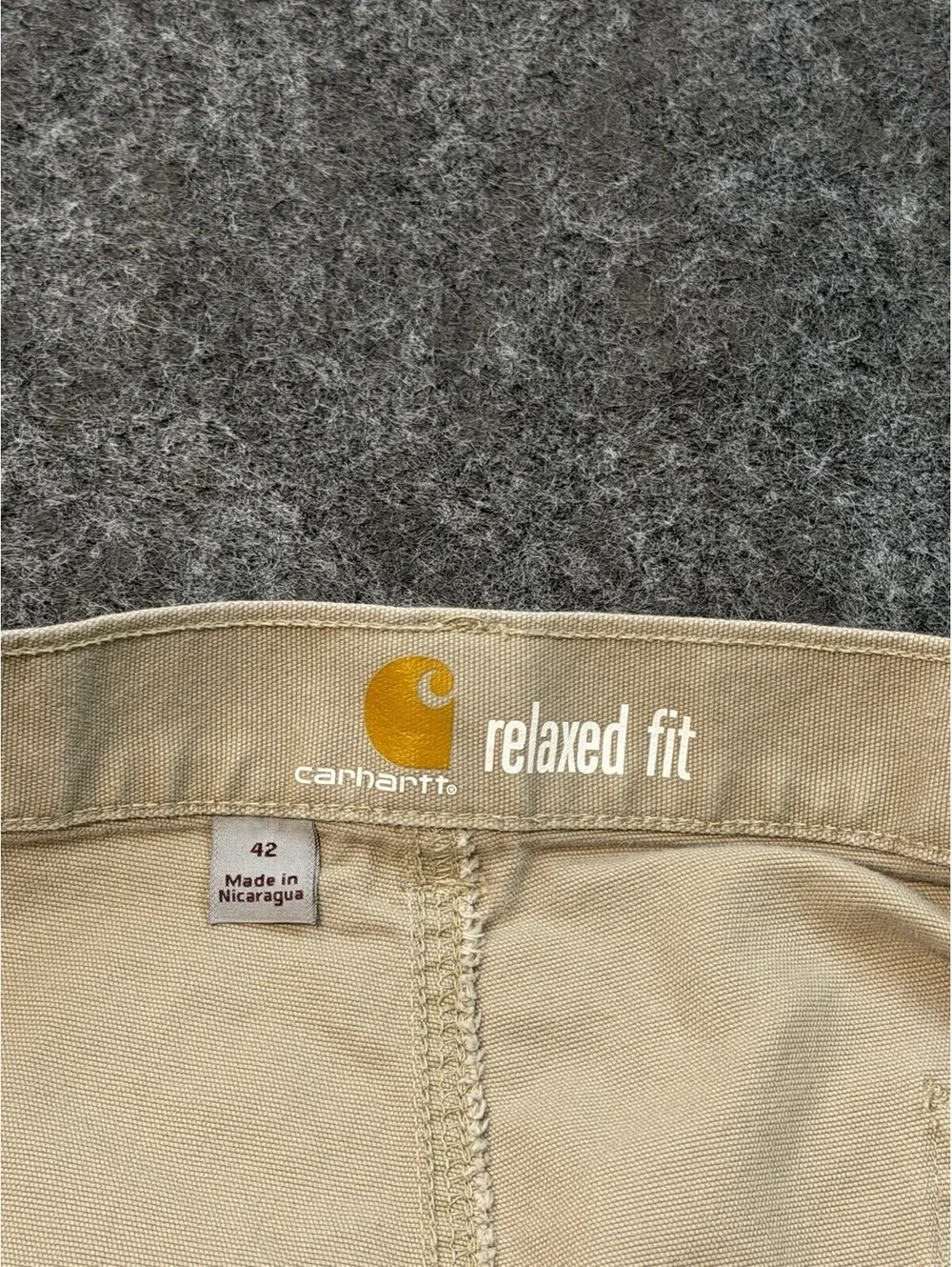 Carhartt Relaxed Fit Carpenter Work Shorts Khaki Tan Mens 42 Cotton Stretch